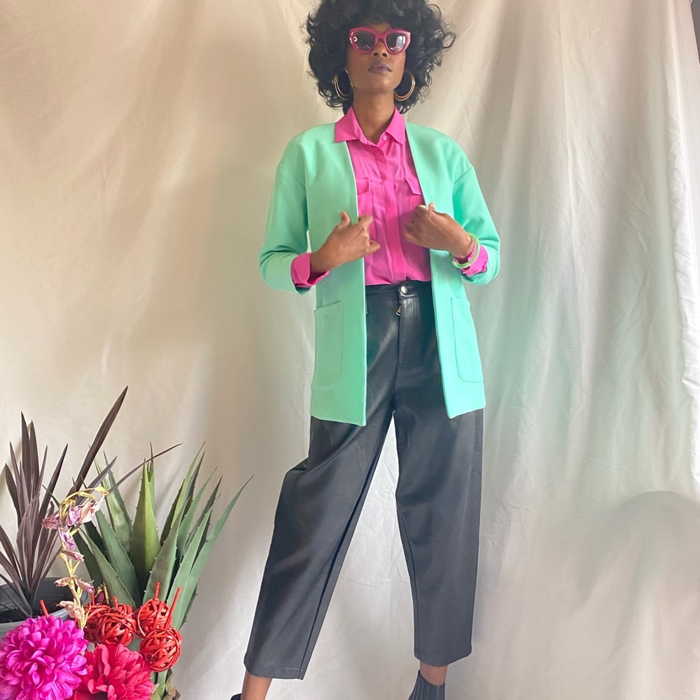 Mint green blazer with pockets